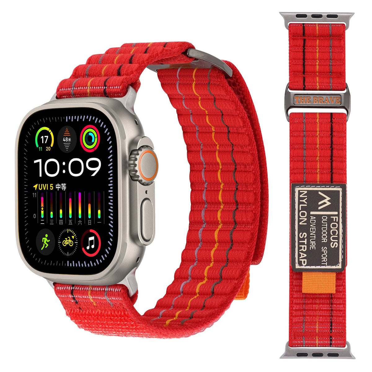 Quilted Nylon Trail Loop Band with Velcro Closure for Apple Watch