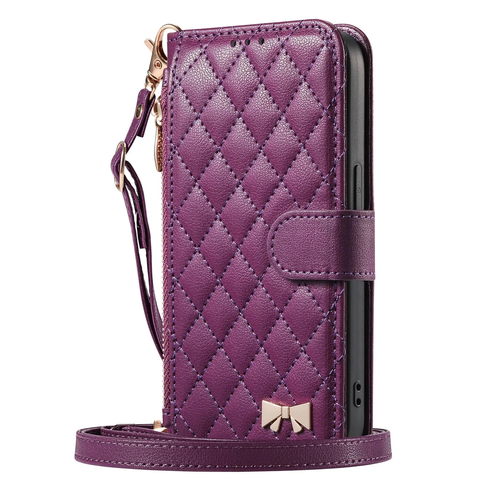 Crossbody Wallet Case Quilted Zip Pocket Card Holder for iPhone 17 Series