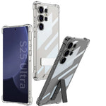 Samsung Galaxy S25 Ultra Transparent Shockproof Case with Rotating Bracket