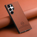 Cloth-Grain Leather Case for Samsung Galaxy S24 Series