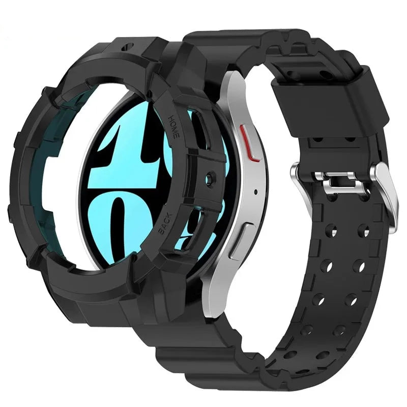Rugged Armor Case + Sports Silicone Band for Samsung Galaxy Watch 6