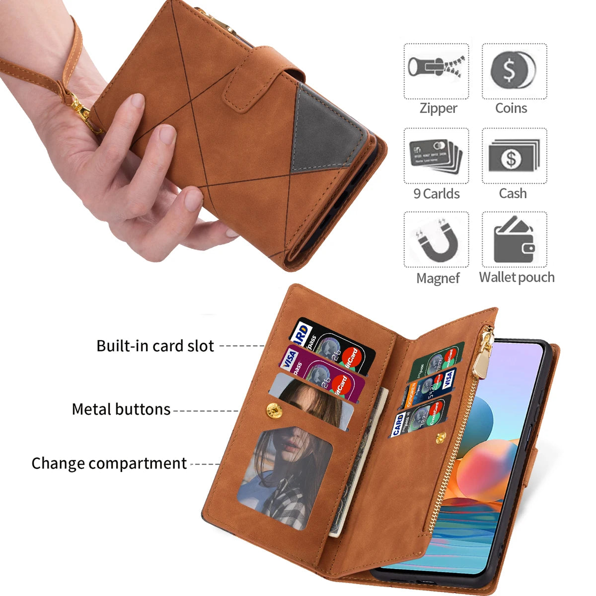 Samsung Galaxy S26 Series Color Block Wallet Case with Card Slots