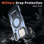 Shockproof Armor MagSafe Case with Lens Cover and Stand for iPhone 17 Series