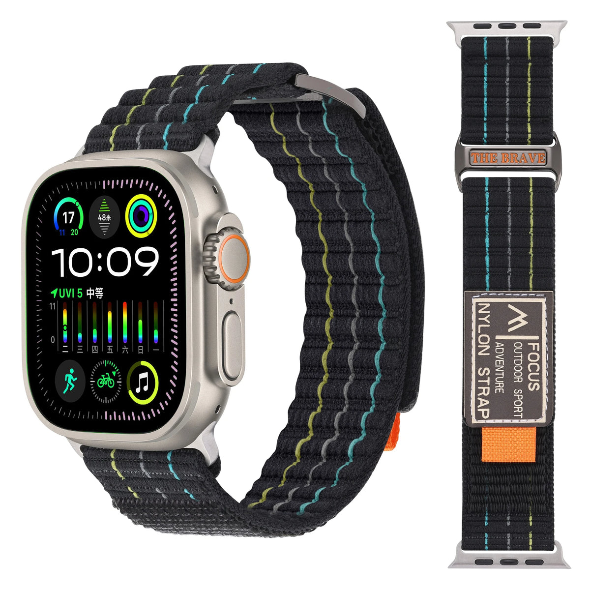 Quilted Nylon Trail Loop Band with Velcro Closure for Apple Watch