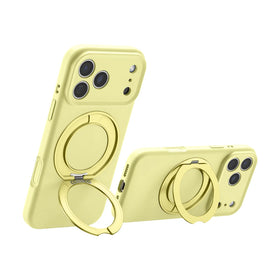 Liquid Silicone MagSafe Case with Rotating Ring Holder for iPhone 17 Series