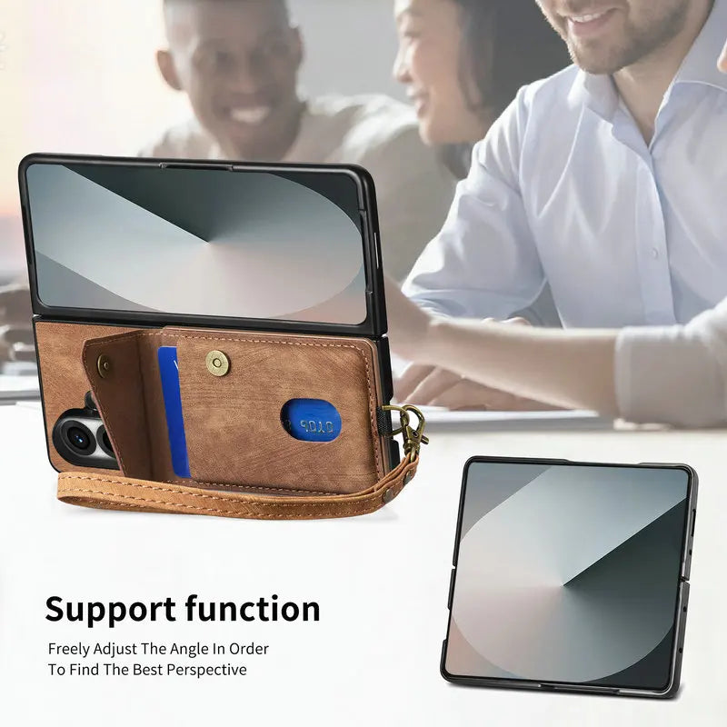 Leather Kickstand Case with Card Pocket for Samsung Galaxy Z Fold 8 Ultra