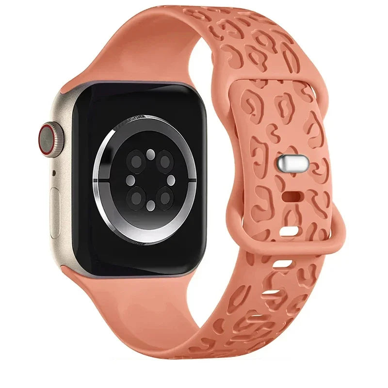 Leopard Pattern Engraved Silicone Sport Band for Apple Watch