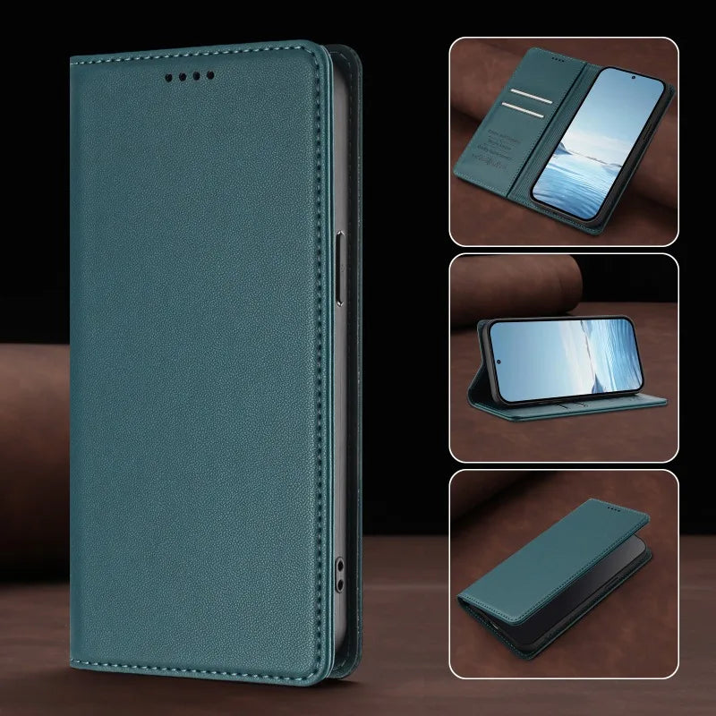 Samsung Galaxy S26 Series Leather Wallet Cover with Magnetic Closure