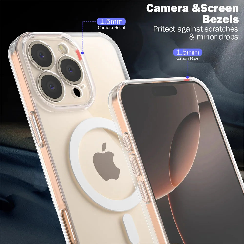Ultra-Thin Soft Transparent Silicone MagSafe Case for iPhone 16 Series