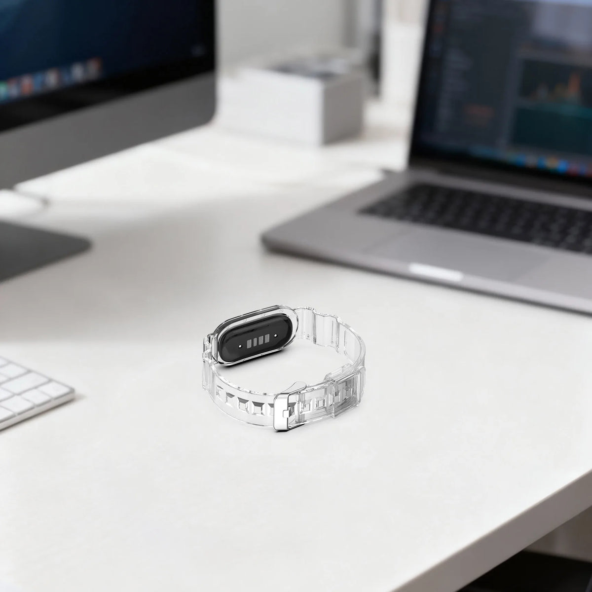 Transparent Protective Case with Adjustable Silicone Band for Google Fitbit Air