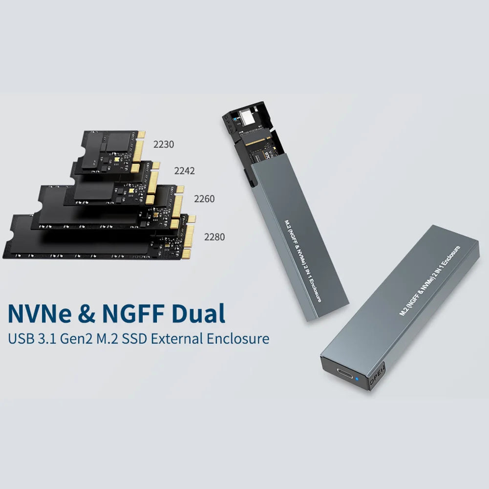 IRhasta Dual Protocol M.2 NVMe & SATA SSD Case