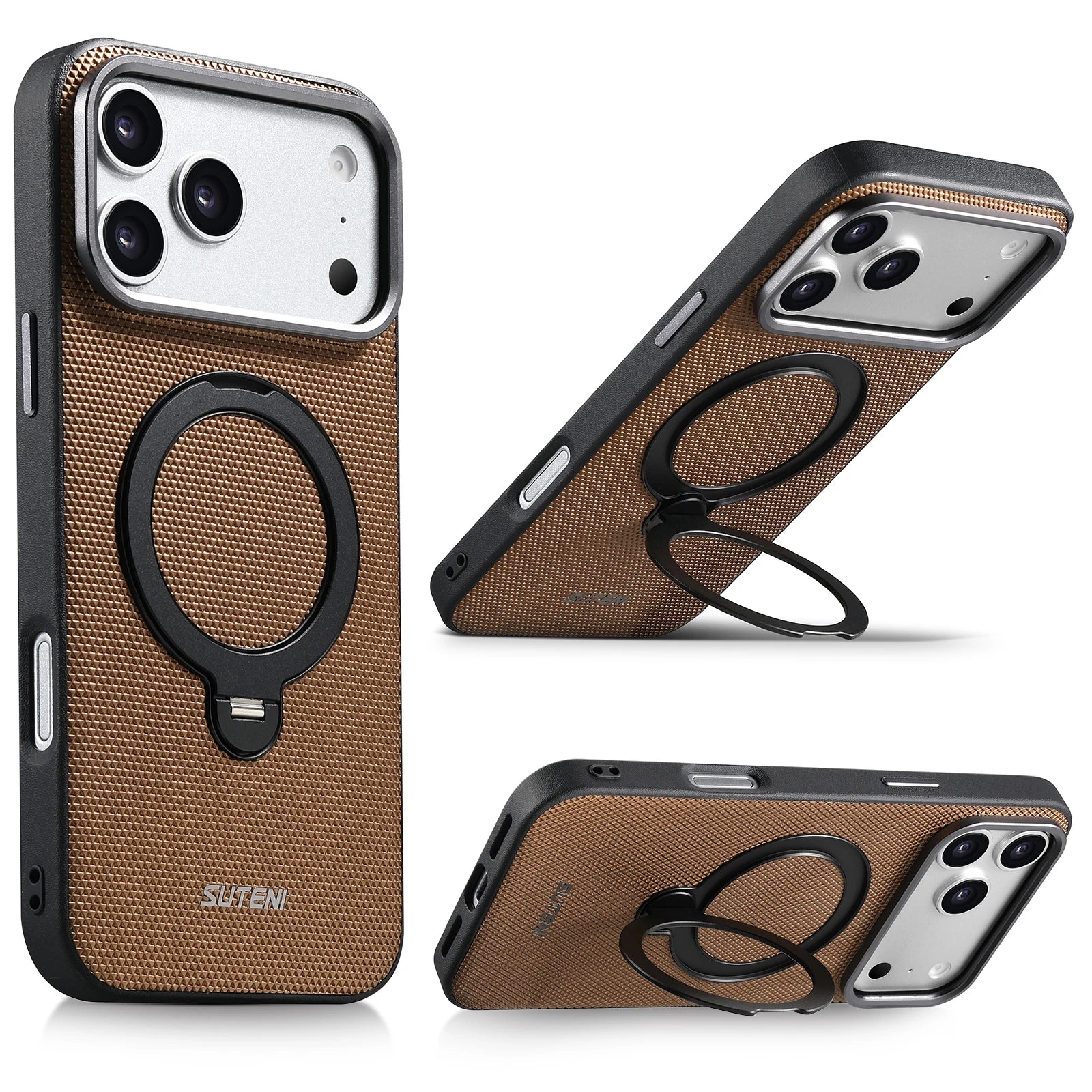 Premium Cooling MagSafe Case with 360° Rotating Metal Ring Holder for iPhone 17 Series