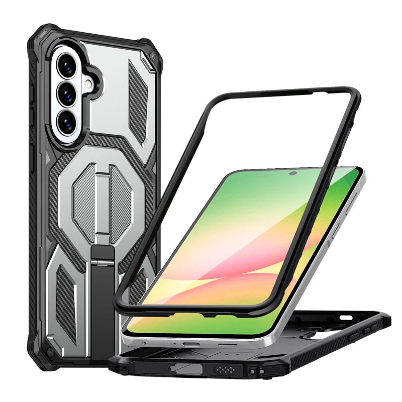 Shockproof PC+TPU Kickstand Case with Magnetic Ring for Samsung Galaxy A17