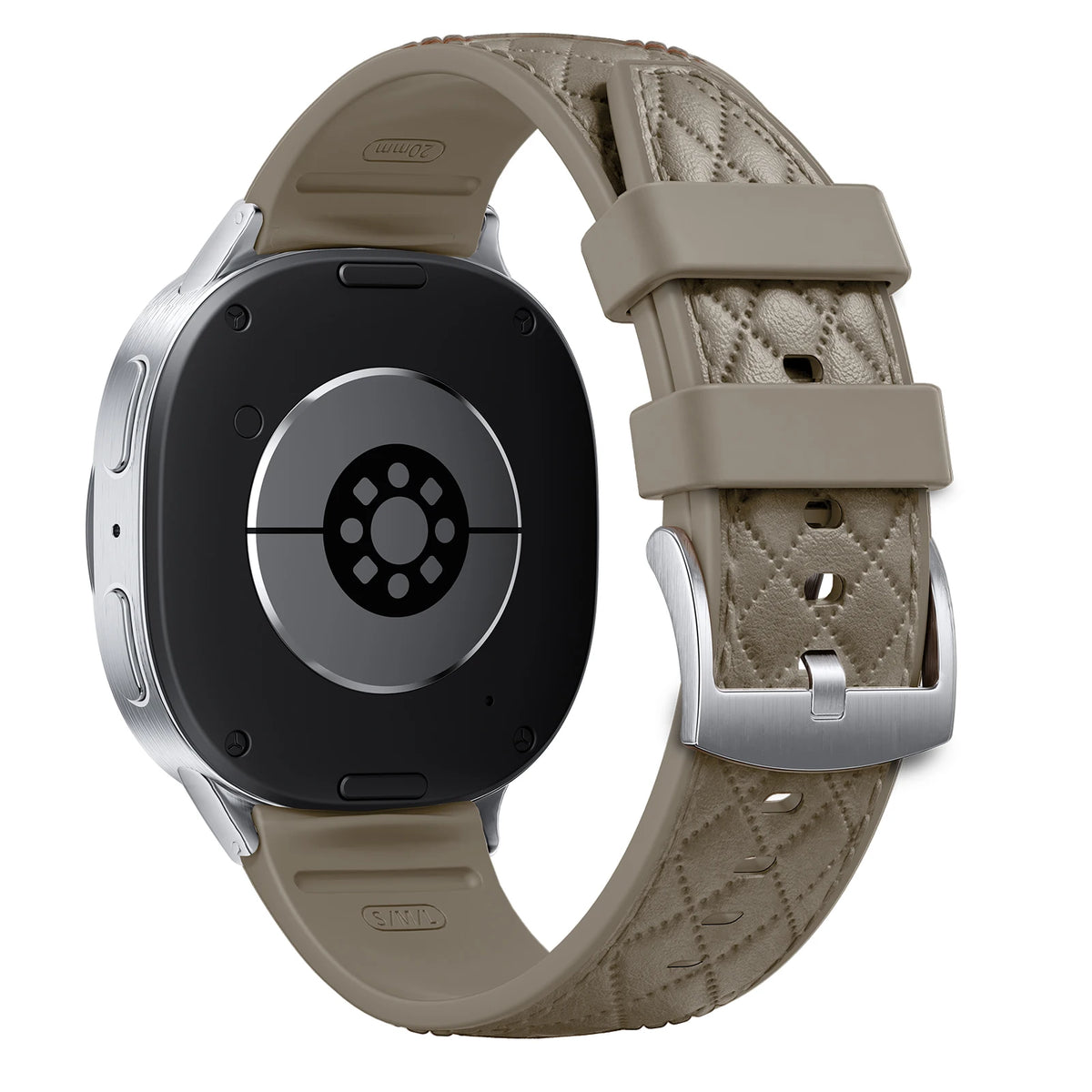 Quilted Leather Silicone Watch Strap with Pin Buckle Clasp for Samsung Galaxy Watch 9