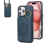Crossbody Magnetic Leather Wallet Case for iPhone 16 Series