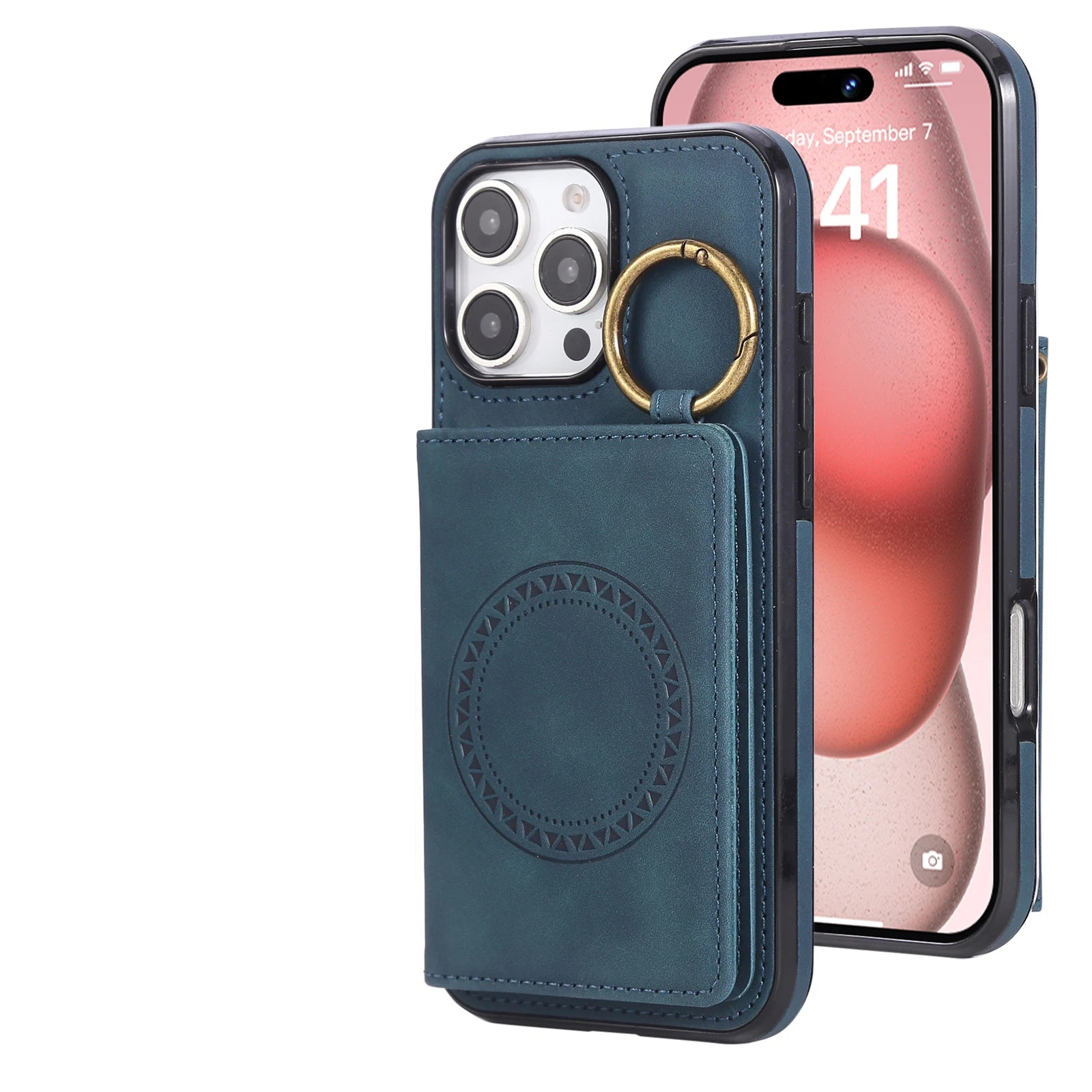 Crossbody Magnetic Leather Wallet Case for iPhone 15 Series