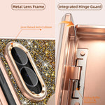 Glitter Case with Hinge Guard and Rotating Magnetic Ring Stand for Samsung Galaxy Z Fold 8