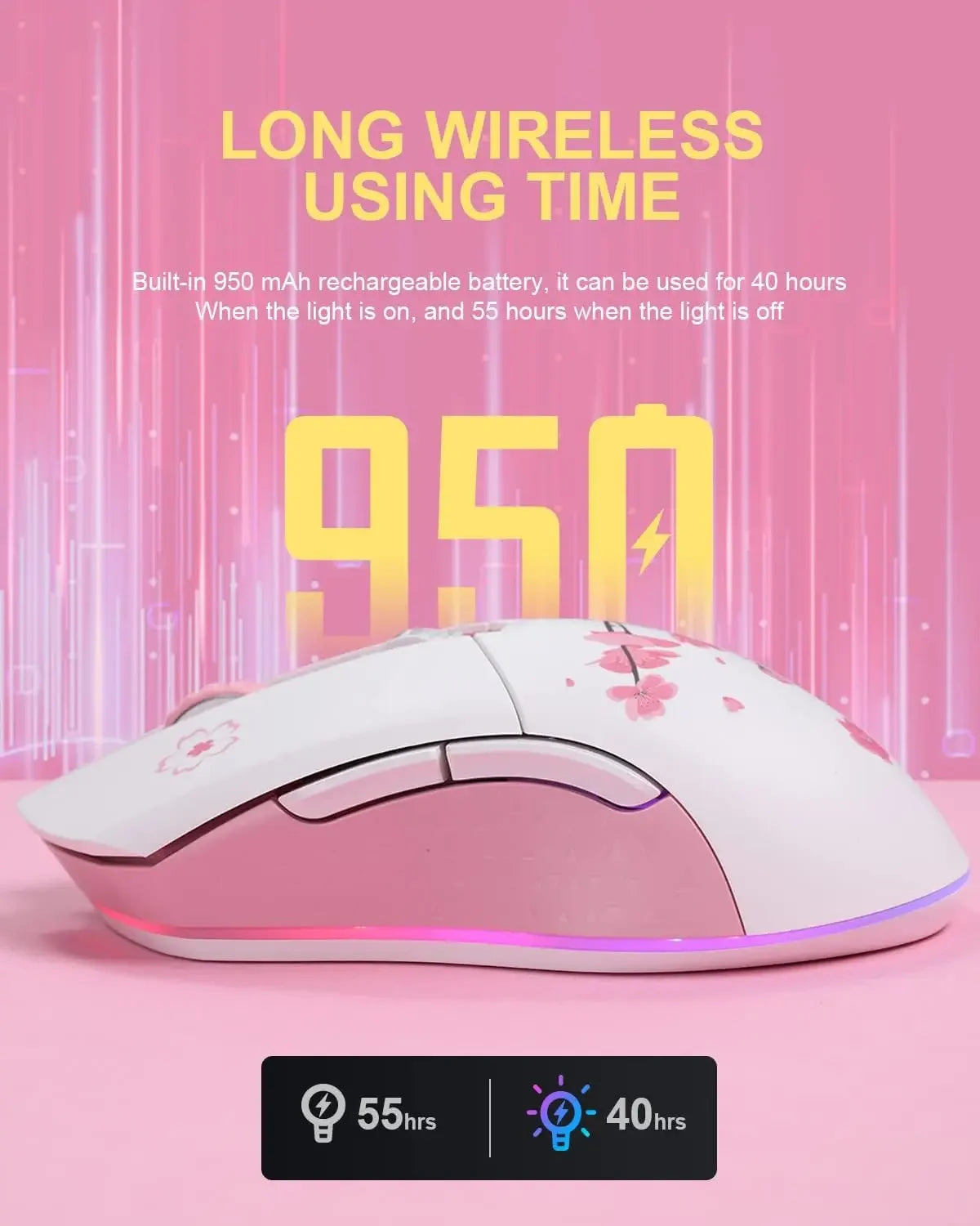 DAREU EM901X Sakura Pink Dual-Mode Wireless & Wired Gaming Mouse