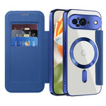 Google Pixel 9 Transparent Magnetic Flip Case with Leather Card Packet
