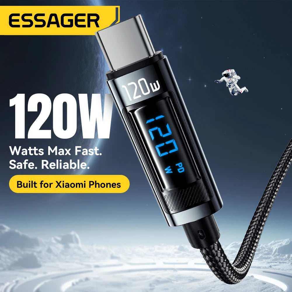 Essager 120W USB Type C PD Cable with LED Digital Display