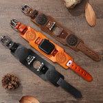 Genuine Leather Cuff Band with Metal Pin-Buckle for Apple Watch