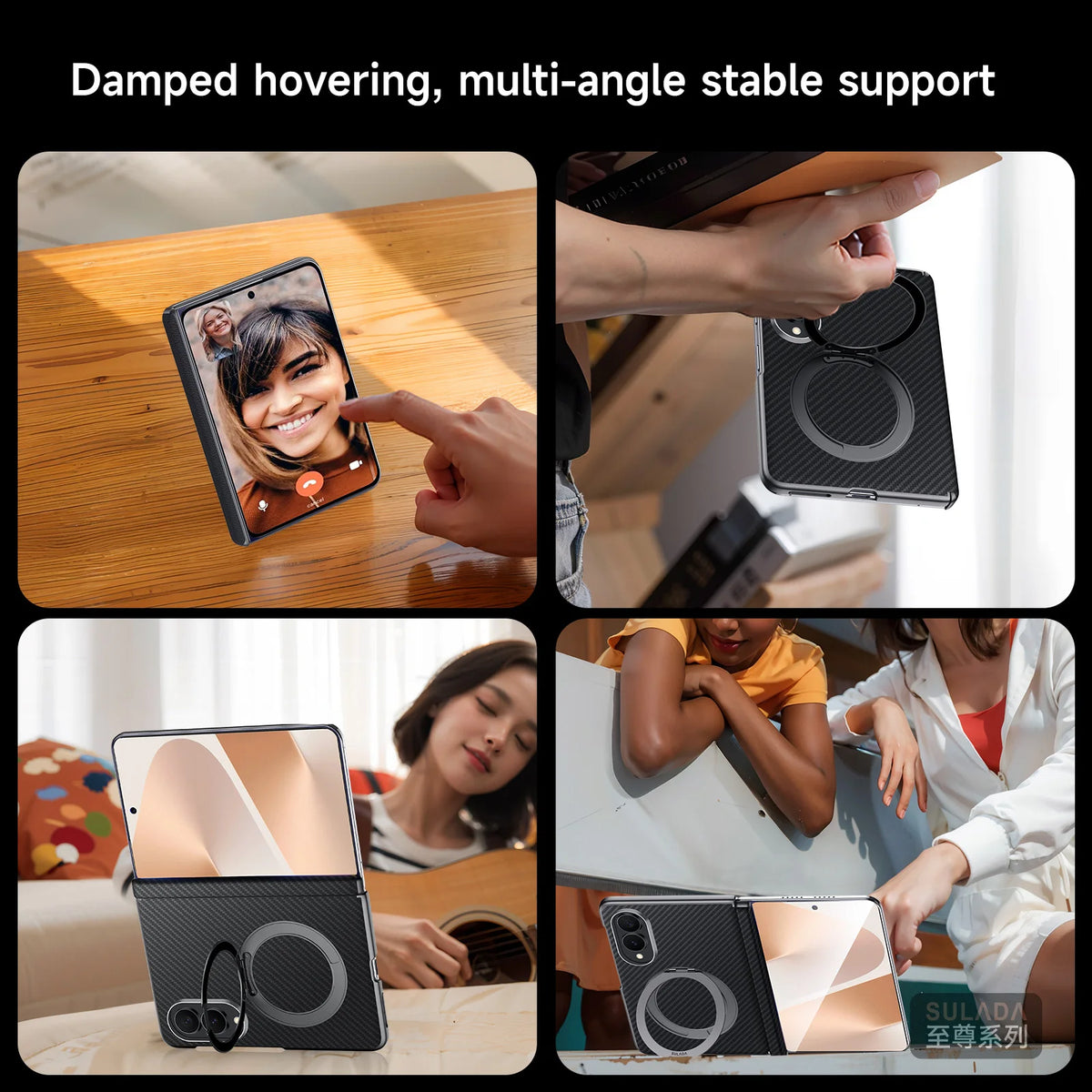 Slim Carbon Fiber Magnetic Case with 360° Rotating Kickstand for Samsung Galaxy Z Fold 8