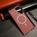 Carbon Fiber Magnetic Case with Metal Lens Cover for Samsung Galaxy S25 Ultra