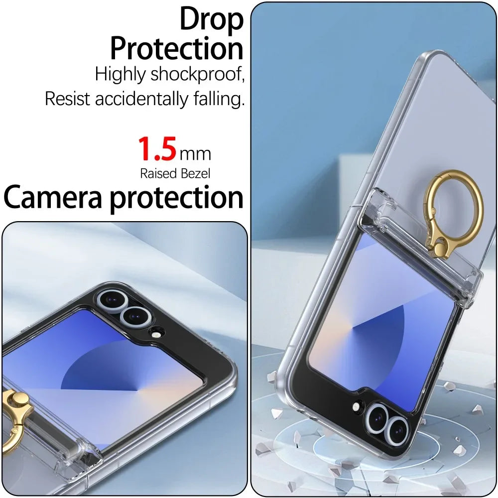 Luxury Hard Protective Case with Ring for Samsung Galaxy Z Flip 6