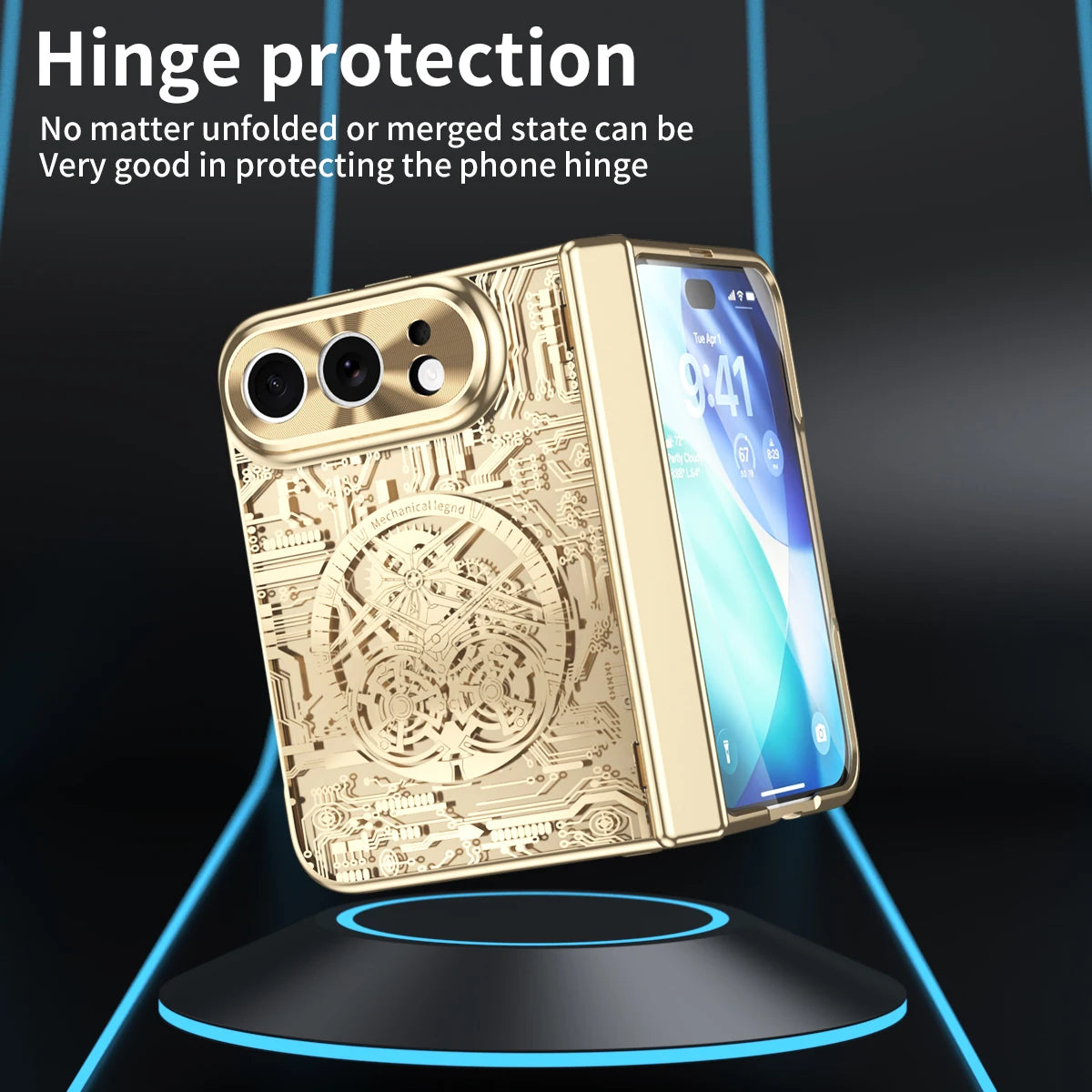 Gold-Tone Hinge Protection Case with Raised Camera Ring for iPhone Duo