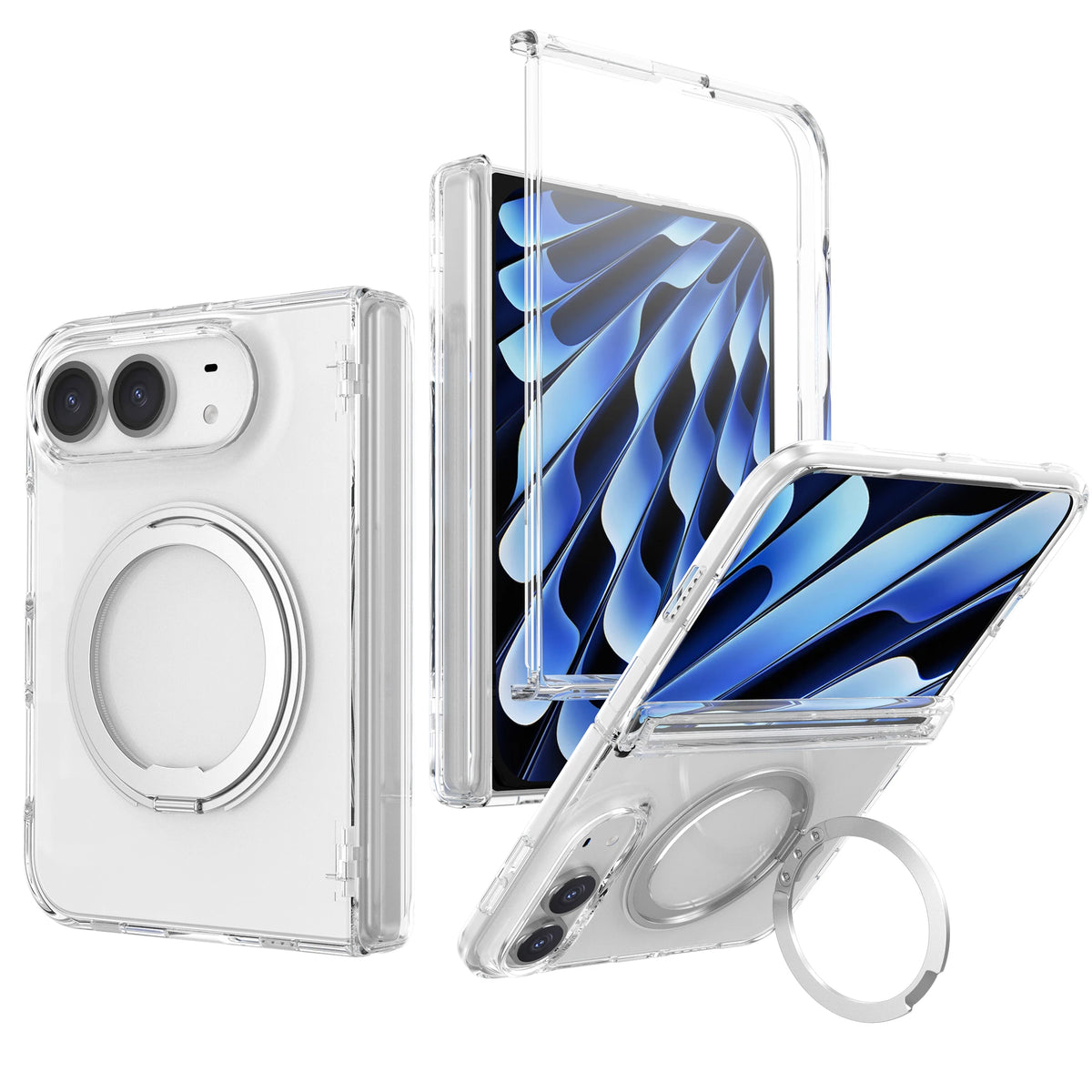 MagSafe Foldable Case with 360° Rotating Kickstand Ring for iPhone Duo