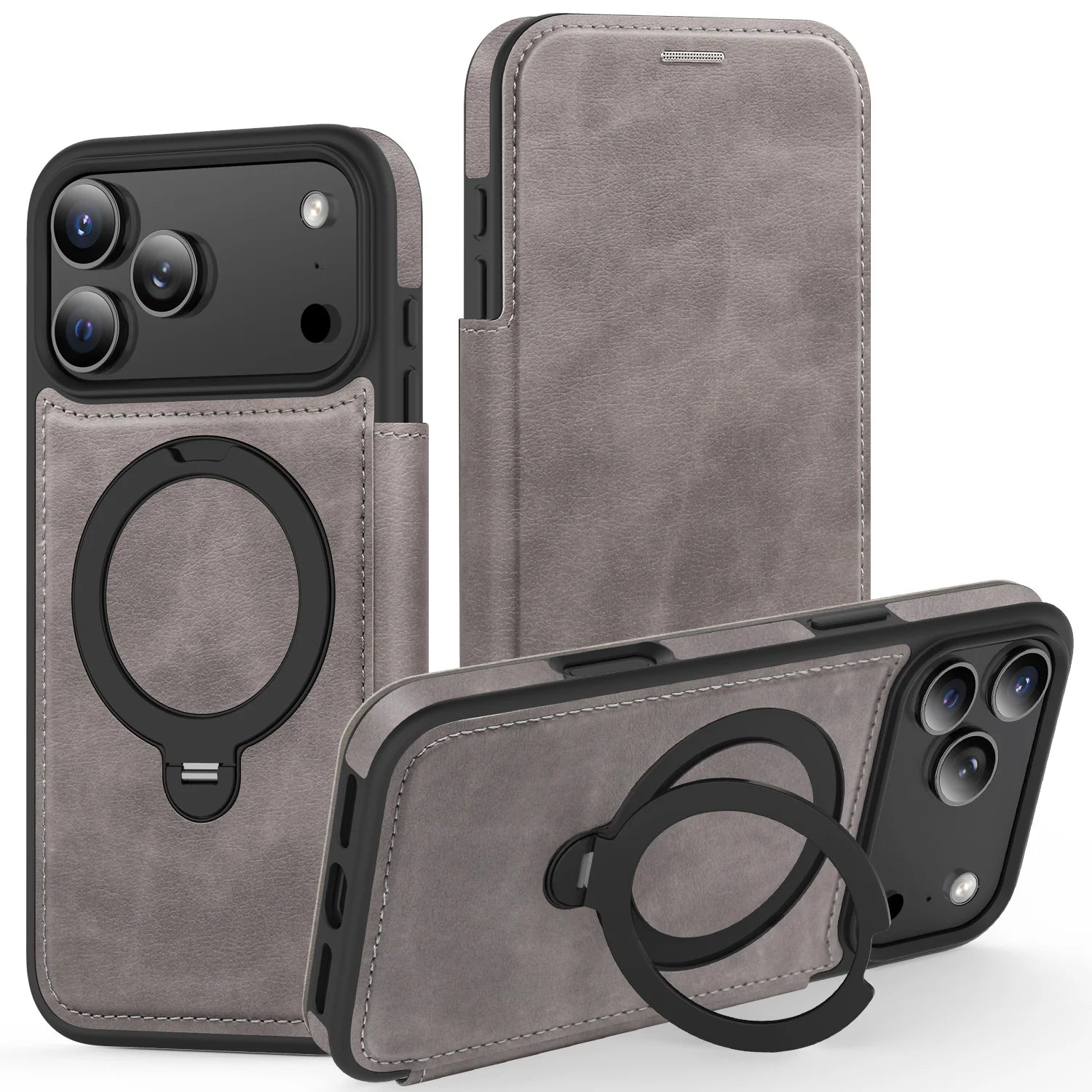 MagSafe Compatible Leather Flip Case for iPhone 17 Series