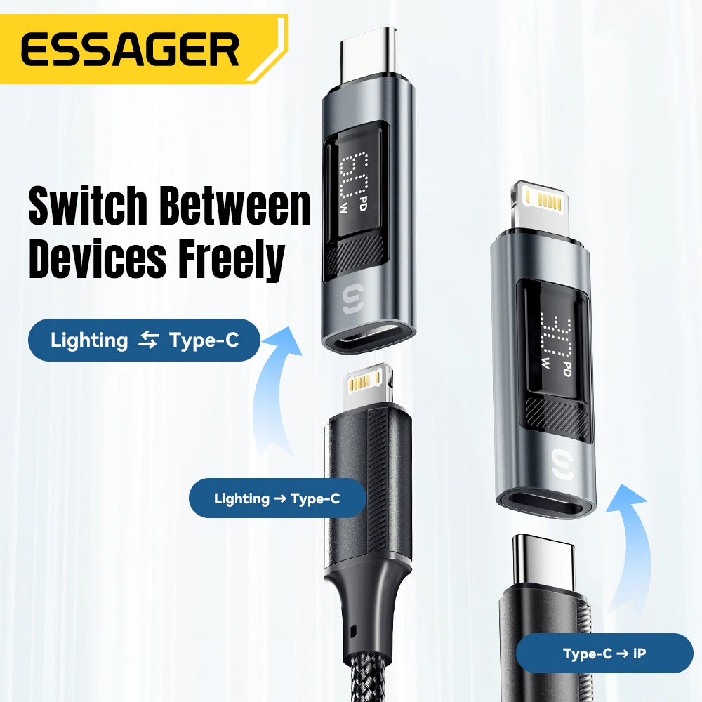 Essager USB-C to Lightning OTG Adapter with Digital Display