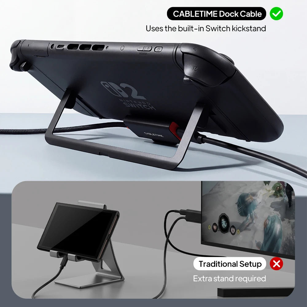 CABLETIME 4K60Hz USB-C Dock Cable for Nintendo Switch 2