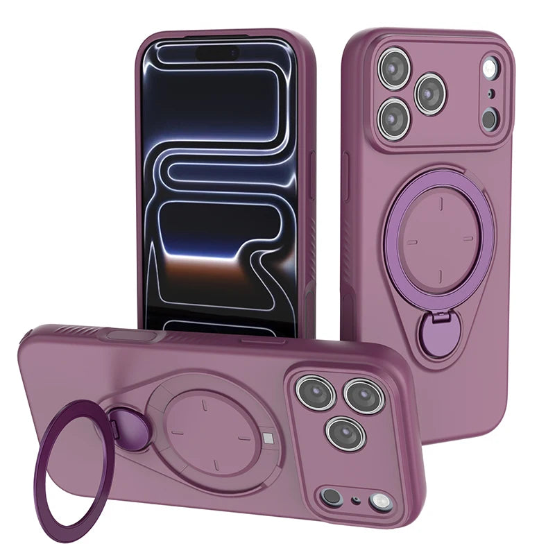 Full Protection MagSafe Case with Rotating Ring Stand for iPhone 17 Series