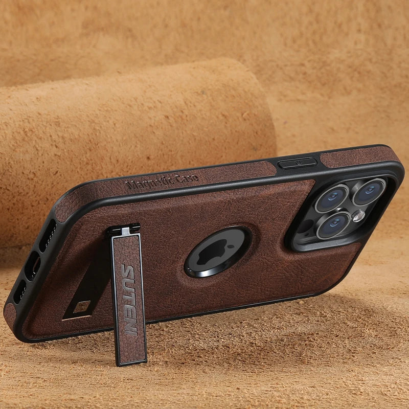Lichee Pattern PU Leather Kickstand Case for iPhone 14 Series