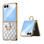 Diamond Grid Leather Magnetic Case with Ring Holder for Samsung Galaxy Z Flip 8