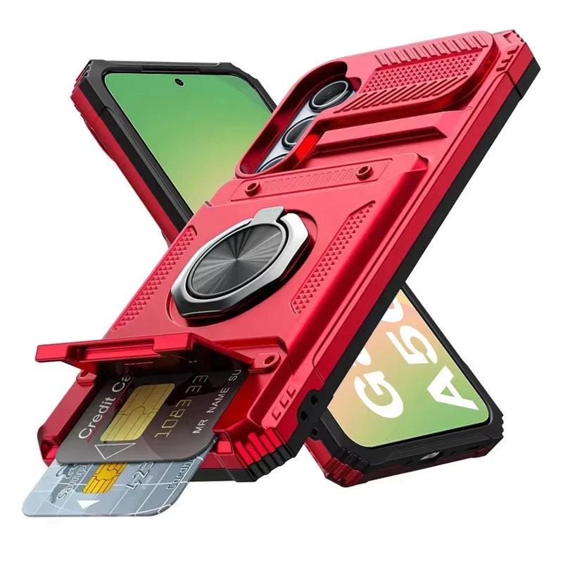 Samsung Galaxy A56 Shockproof Case with Magnetic Rotating Ring Stand & Wallet Cover