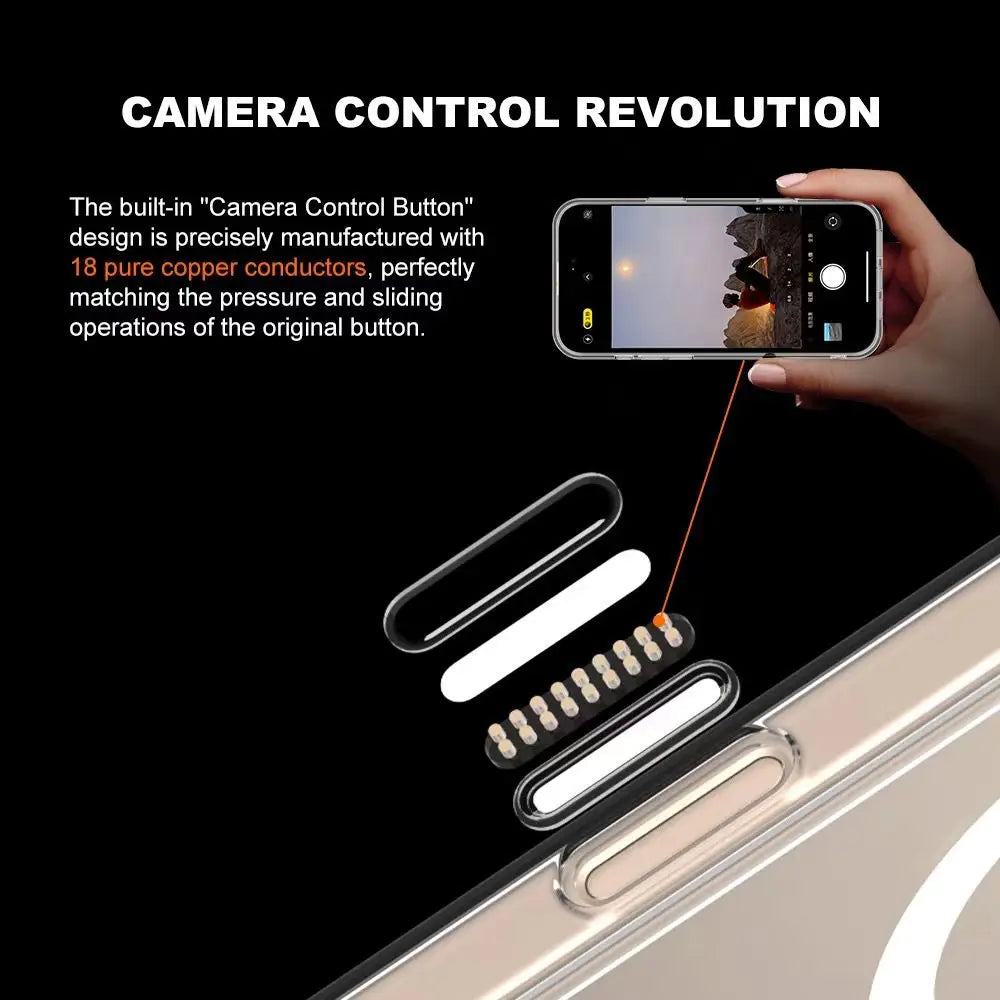 Shock-Resistant Transparent Acrylic MagSafe Case for iPhone 16 Series