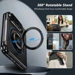 Shockproof Hard PC MagSafe Case with 360° Rotating Ring Stand for iPhone Duo