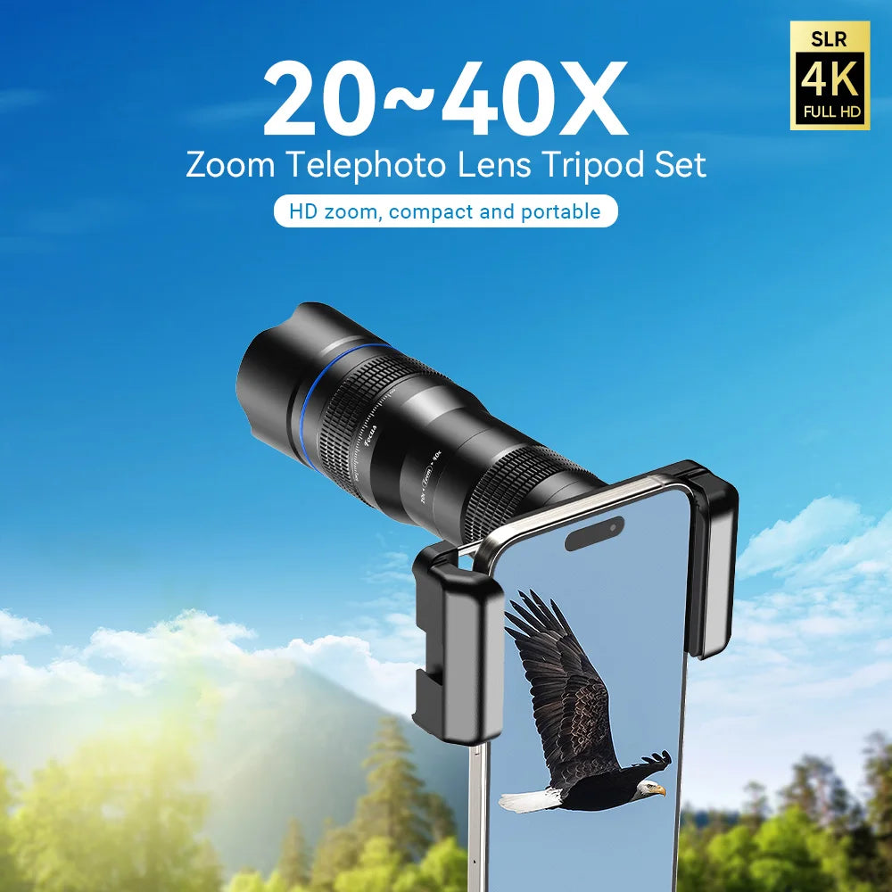 APEXEL Adjustable 20x–40x Zoom Phone Camera Lens