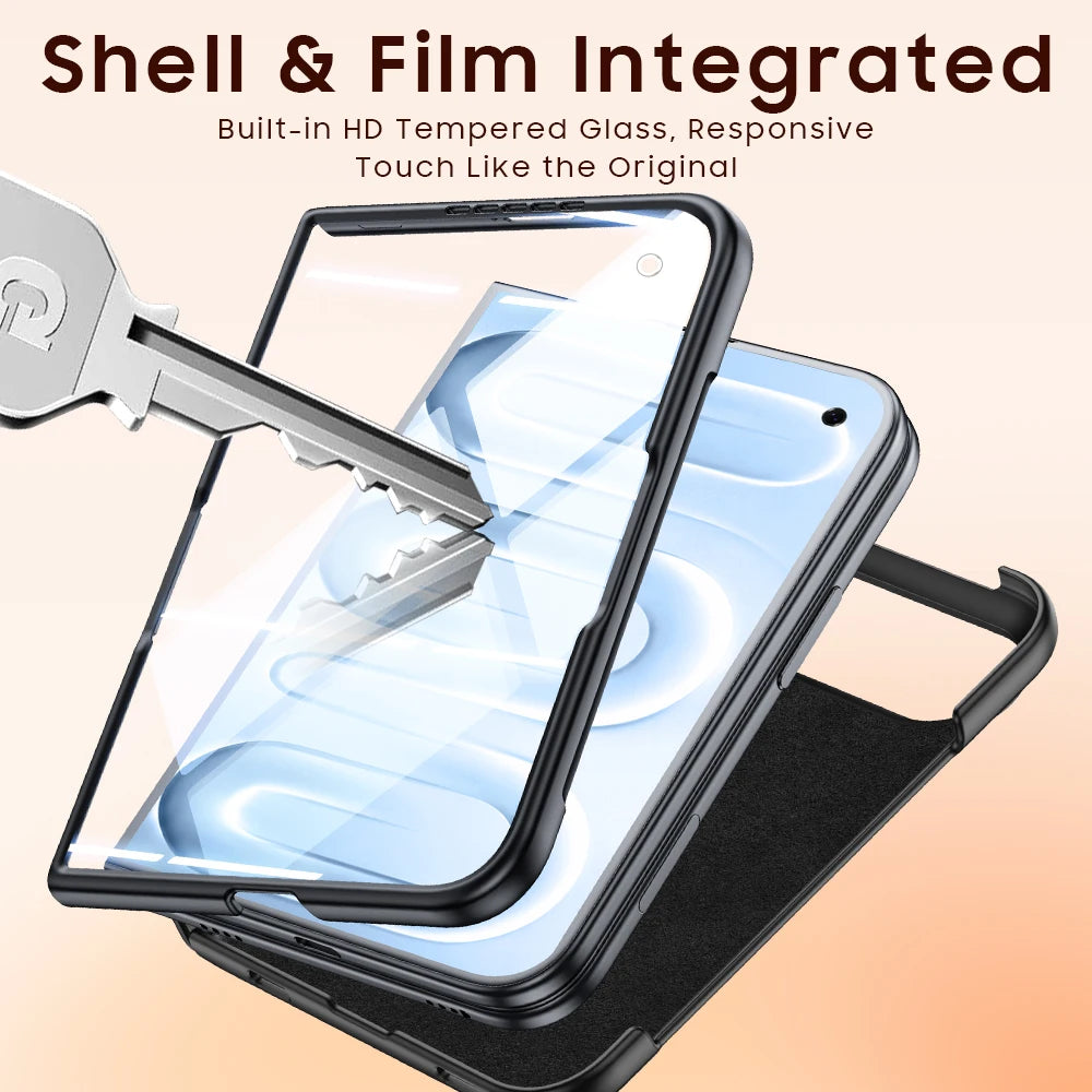Microfiber Leather Foldable Case with Integrated HD Screen Protector for iPhone Duo