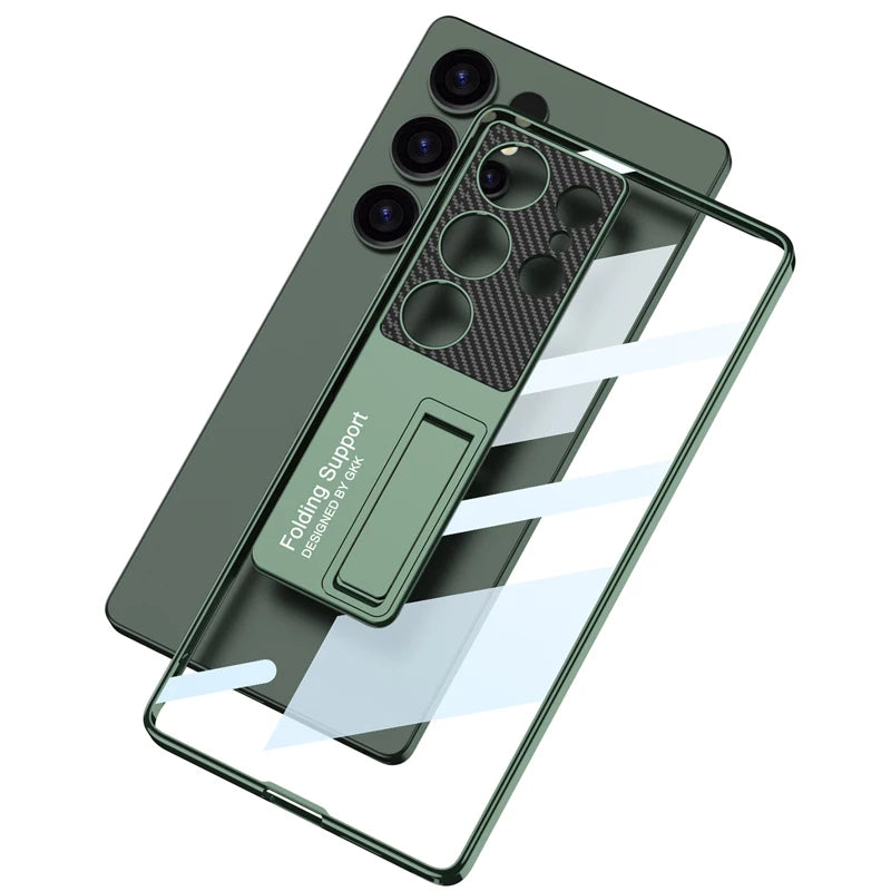 Hard PC Transparent Case with Camera Protection and Kickstand for Samsung Galaxy S25 Ultra