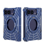 Spider Web Textured MagSafe Case with 360° Rotating Ring Stand for iPhone Duo