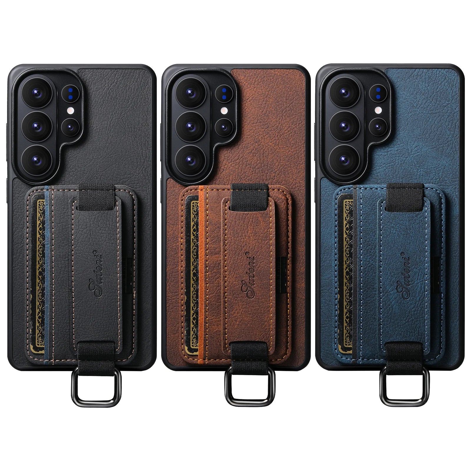 Samsung Galaxy S26 Ultra Lychee Grain Leather Case with Card Slots and Ring