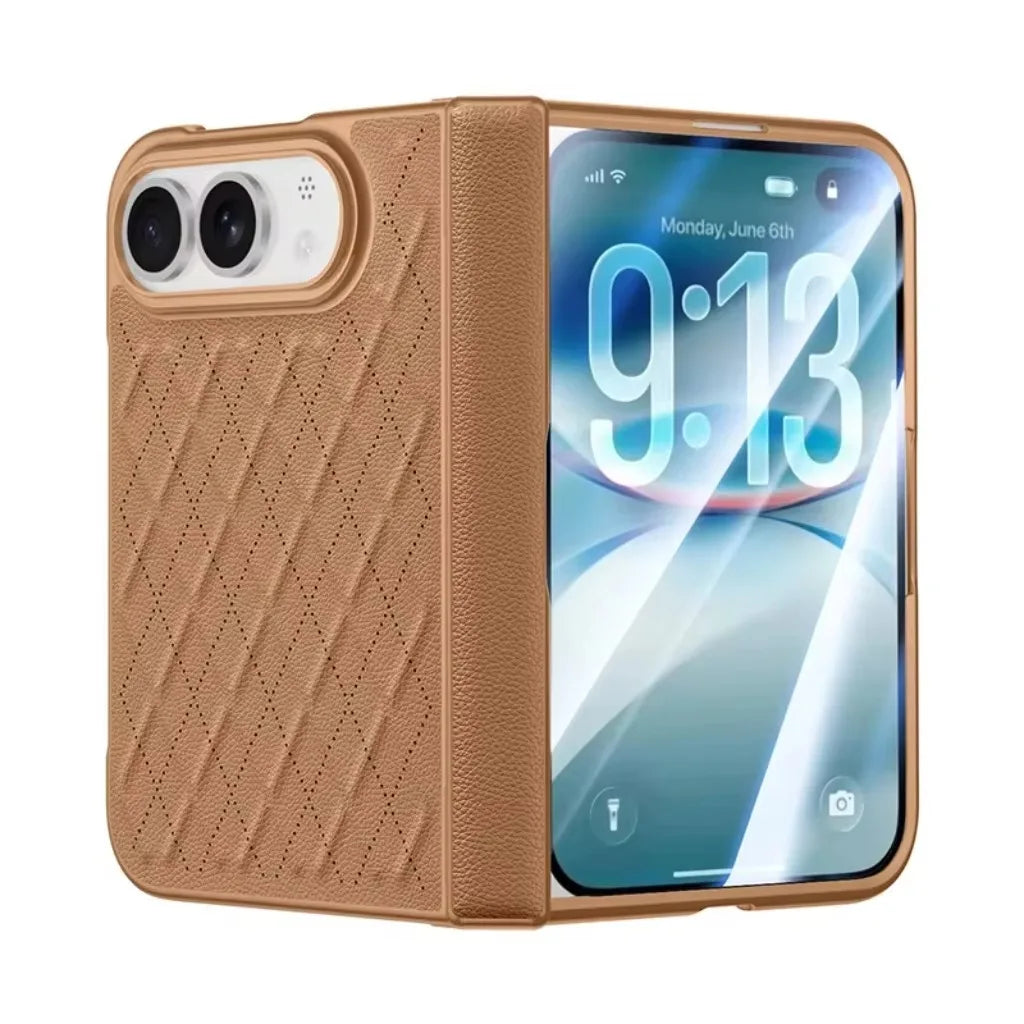 Quilted Hinge Protection Case with Tempered Glass Front Screen for iPhone Duo