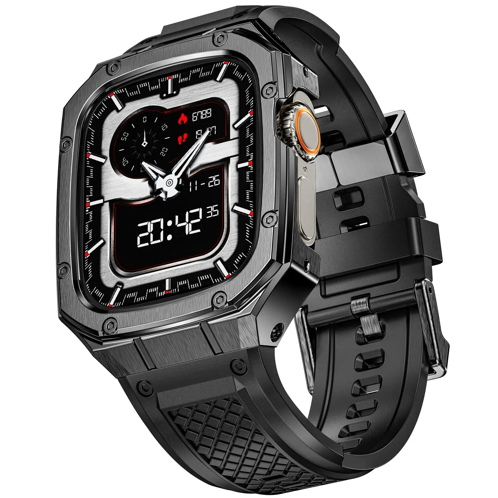 Protective Metal Bumper Case with Rubber Band for Apple Watch