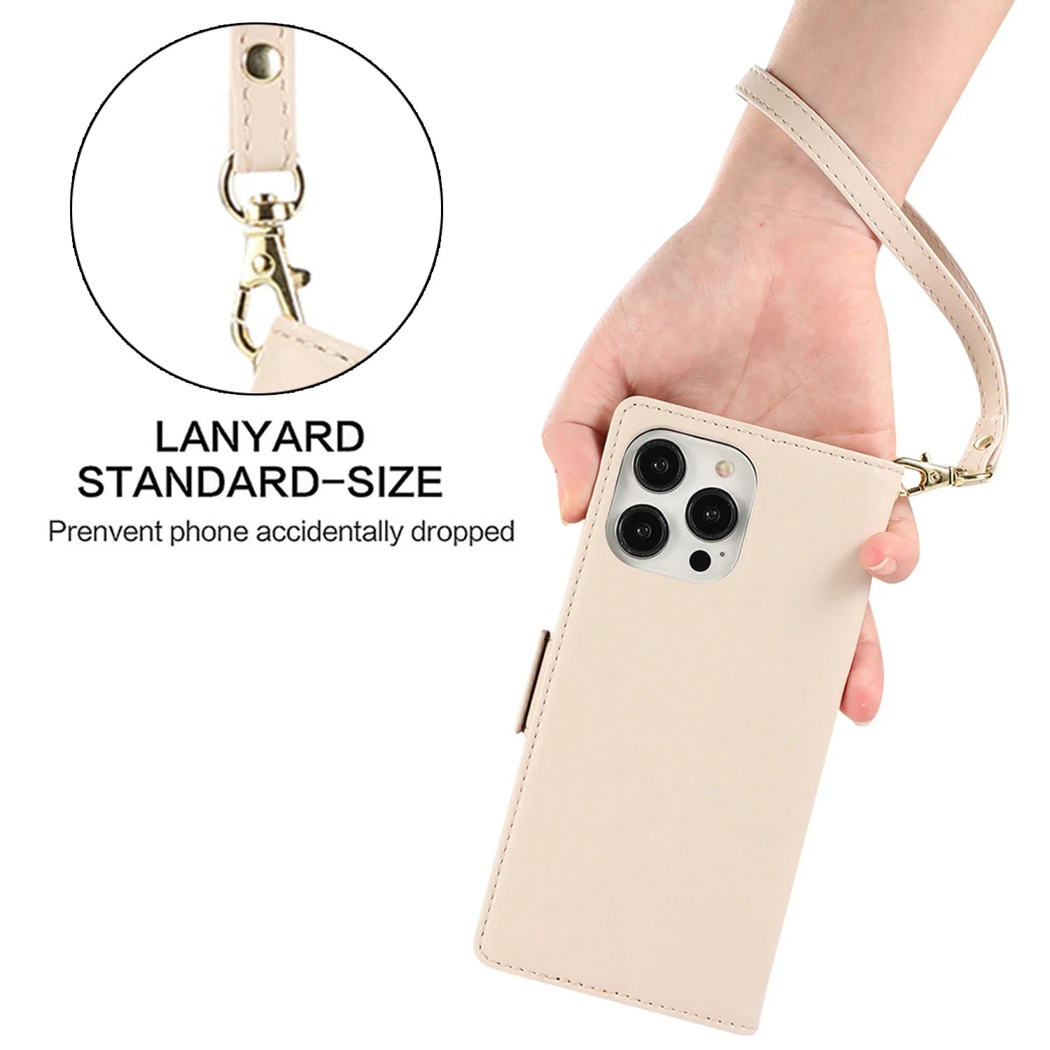 Premium Leather Kickstand Wallet Case with Card Holder for iPhone 15 Series