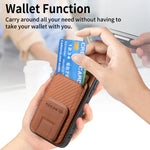 Carbon Fiber Pattern Magnetic Leather Wallet Case with Invisible Kickstand for iPhone 17 Series