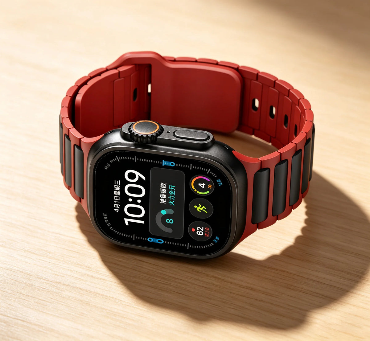 Silicone Quick-Release Band with Segmented Link Design for Apple Watch