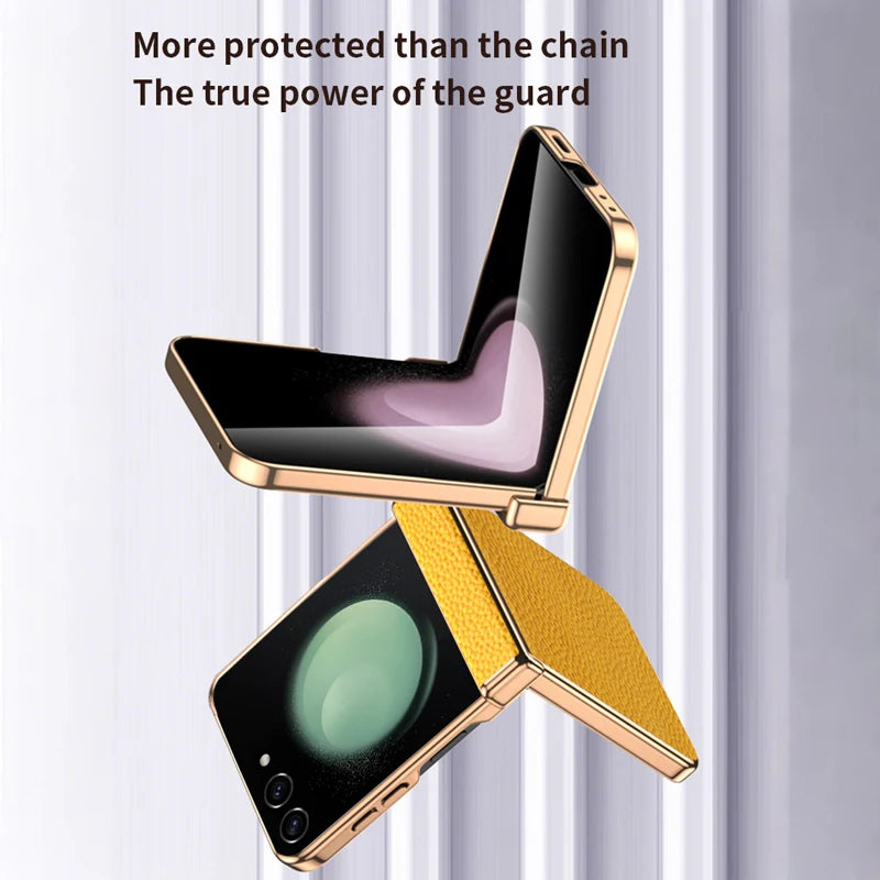 Luxury Cowhide Leather Case for Samsung Galaxy Z Flip 7